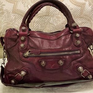 Balenciaga Deep Purple Leather Satchel